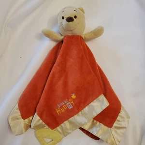 Disney Winnie the Pooh SWEET AS HONEY Red Lovey Yellow Satin Secuirty Blanket - Picture 1 of 6