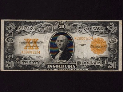 USA:FR-1187, 20$, 1922  * Gold Certificate * George Washington * VF * - Image 1 of 2