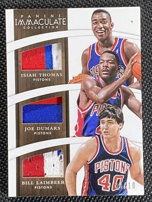 2014-15 Panini Immaculate Isiah Thomas Joe Dumars Bill Laimbeer Patch 4/10 1CX - Image 1 of 4