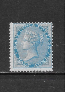 INDIA SCOTT 20 MH FINE - 1865 1/2a BLUE ISSUE - QUEEN VICTORIA - Picture 1 of 2
