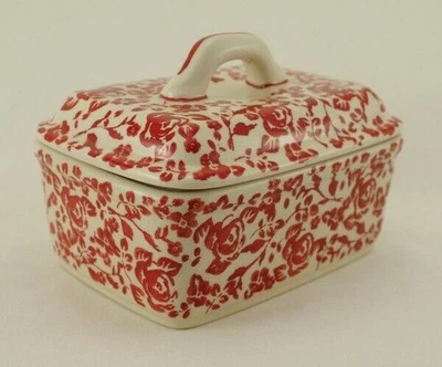 Bunzlauer Keramik Butterdose, Butterkästchen, für 250g Butter, Rosen (M078-GZ32) - Bild 1 von 4