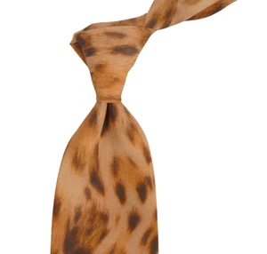$330 NWT TOM FORD Light Yellow Cheetah Print Silk Neck Tie Italy 3.9W - Picture 1 of 4