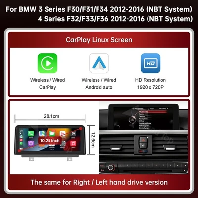 10.25"CarPlay Android Auto Car Multimedia Touch Screen For BMW F30 F31/F34 F80 - Image 1 of 4