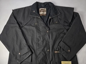 Cappotto corto Driza-Bone nuovo con etichette spolverino Australian Outback tela cerata nero medio - Foto 1 di 15