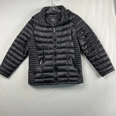 Chaqueta de plumón Calvin Klein talla 0X Abrigo acolchado con capucha cremallera completa negra Foto 1 de 4