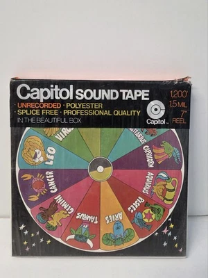 Cinta de sonido Capitol sin grabar 7" carrete a carrete 1200' 1,5 mil con caja hippie sellada Foto 1 de 4