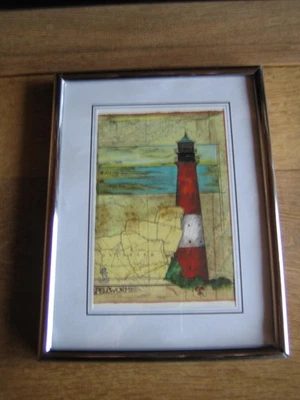 Ole West Kunstdruck-Postkarte - Pellworm 1994 - im Metallrahmen goldfarben - Bild 1 von 3