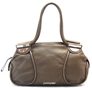 MIMCO PATENT NATURAL DAY LEATHER BAG ELEPHANT LIGHT BROWN BNWT RRP$399 - Picture 1 of 10
