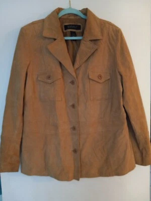 Chaqueta de Cuero Lane Bryant - Mujer Talla 14/16 Tostado Dos Bolsillos Botón Delantero Foto 1 de 3