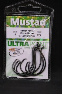 Ganchos Círculo Perfectos Mustad 39954NPBN-80 Ultra Point Demon Talla 8/0 Paquete de 6 - Imagen 1 de 2