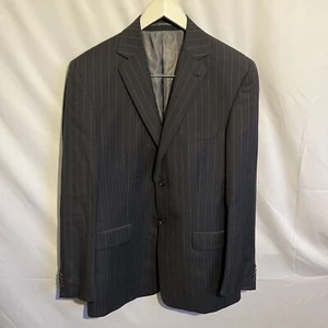 Ermenegildo Zegna Mens Grey Blue Stripe Suit 100% Wool Jacket 40R Blazer - Picture 1 of 5