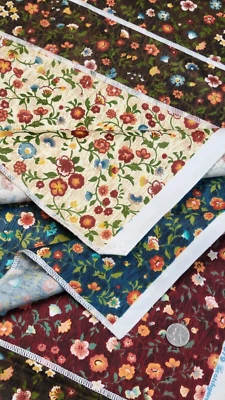 Ametex Fabrics 6 pc Samples Calico Floral Country Cottage Cottagecore Interior - Image 1 of 4