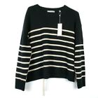 New Vince Womens Small Cashmere Sweater Black Stripe Boxy Crew Neck Ties
