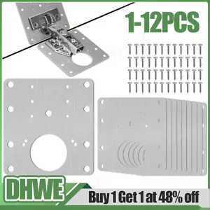 Cabinet Hinge Repair Plate Cupboard Wardrobe Door Kit With Screws 1/2/4/8/12 pcs - Picture 1 of 19