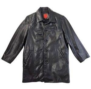 Abrigo de coche Cole Haan City de cuero de cordero para hombre pequeño negro forro extraíble usado en excelente estado - Imagen 1 de 22