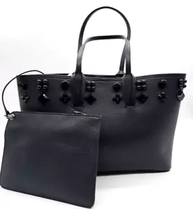 Christian Louboutin Cabata Tote Black large Leather black Grommets Bag Satchel - Picture 1 of 12