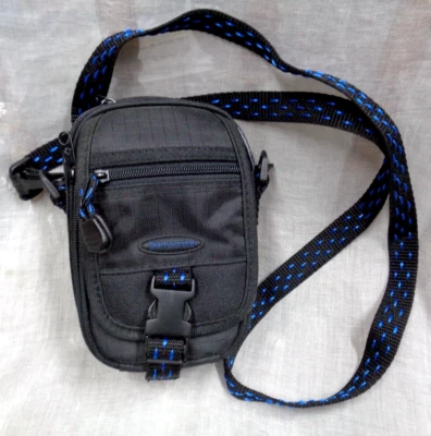 SAMSONITE Black & Blue Trim Padded CAMERA BAG with Strap ~ 6" x 4" x 2.5" - Image 1 of 4