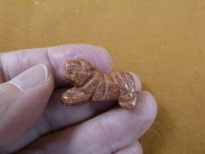 Y-TIG-507) Goldstone 1" TIGER gemstone carving FIGURINE jungle CAT tigers - Picture 1 of 1