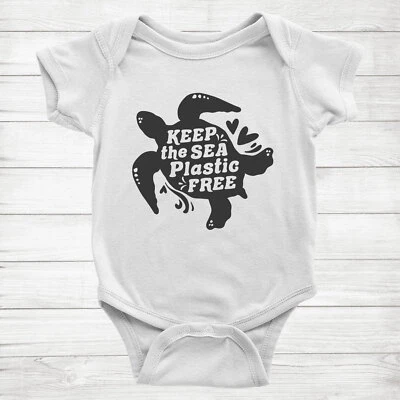 Keep the Sea Plástico Libre Tortuga Día de la Tierra Medio Ambiente Regalo Bebé Body Mameluco Foto 1 de 2