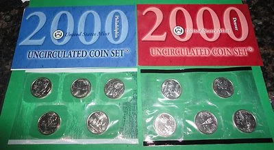  {10} GORGEOUS 2000 p&d State Quarters Set BU From Mint Set Sealed Mint Package - Image 1 of 2