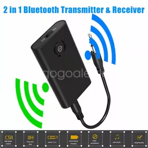 2-in-1 Wireless Bluetooth Transmitter Receiver Adapter Audio 3.5mm Jack Aux US - Picture 1 of 9