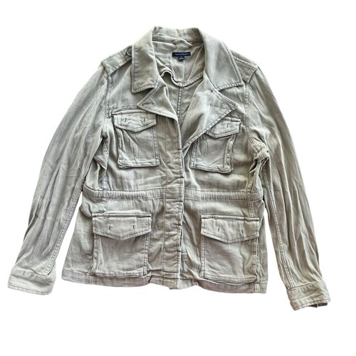 VETEMENTS Tommy Hilfiger Giacca Militare Donna Media Verde Oliva Cotone Bottone Utility