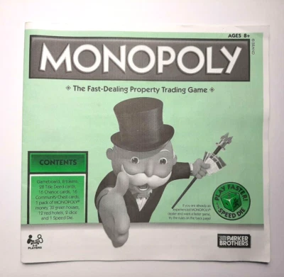 Tarjeta Hasbro Parker Brothers 2008 folleto de instrucciones Monopoly repuesto Foto 1 de 3