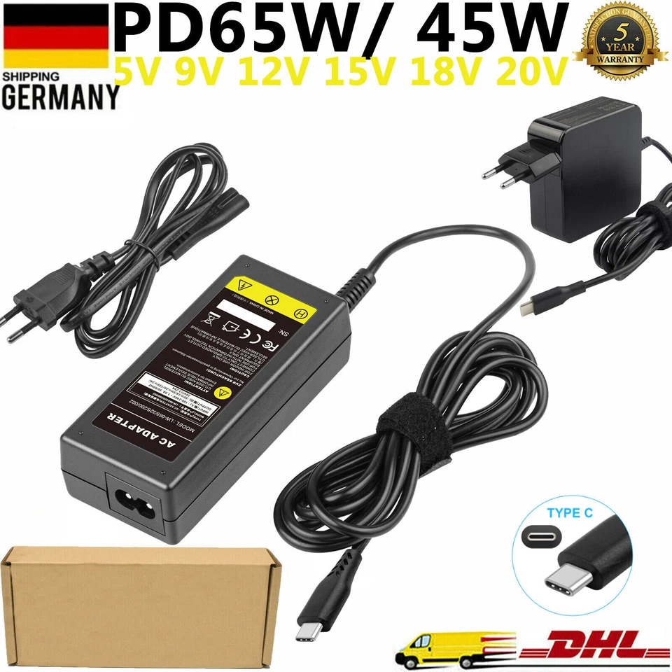 USB-C Laptop Ladegerät Ladekabel für HP Chromebook Lenovo/Acer/Asus/Samsung DE - Bild 1 von 1