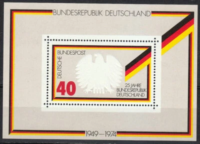 Federal Republic of Germany 1974 MNH Mi 807 Block 10 Sc 1145 Eagle & Flag **  - Image 1 of 2