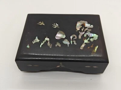 复古中国手工漆盒存储珠宝镶嵌小盒 — 第 1/4 张图片