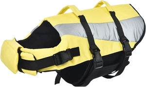 Dog Adjustable Life Jacket with Reflective Stripes, Yellow, Medium - Picture 1 of 8