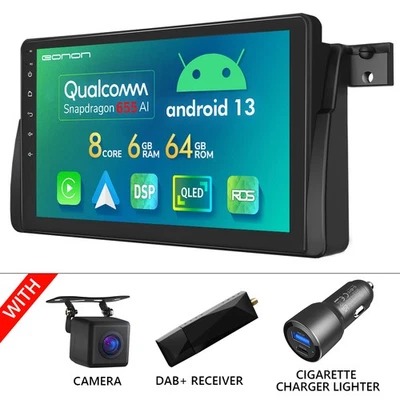 DAB+For BMW E46 Android 13 8Core 6+64 9" Car Stereo GPS Sat Nav CarPlay DSP WiFi - Image 1 of 4