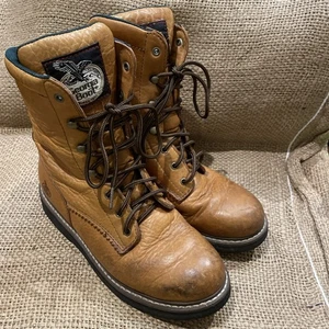 Georgia Boots Full Grain Leather Lacer Boots G213 Lace Up Youth Kids Size 4.5 M - Picture 1 of 17