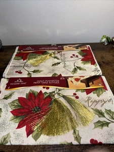 Holly Weihnachtsstern bedruckt Tischläufer 14 x 90 (100 % Baumwolle) Neu Posten von 2 - Bild 1 von 9