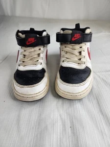 Nike Little Kids Court Borough Mid 2 in White/Uni.Red/Black,Size 10C, CD7784-110 - Picture 1 of 9