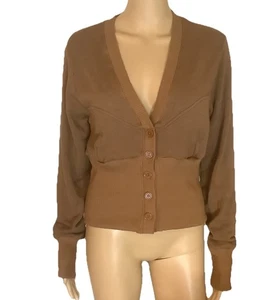 Michael Lauren Strickjacke Crop Pullover Damen Gr. Small V-Ausschnitt Fleece - Bild 1 von 10