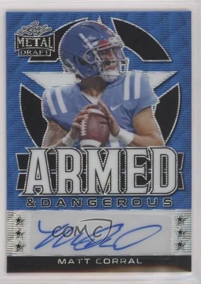 2022 Leaf Metal Draft Armed & Dangerous Blue Wave /25 Matt Corral Rookie Auto RC - Image 1 of 2