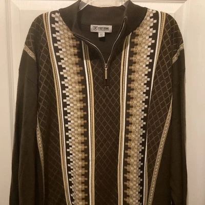 Suéter Stacy Adams Tostado y Crema Estilo Vintage Acrílico Tejido Pullover ~ 3XLT~ Foto 1 de 4