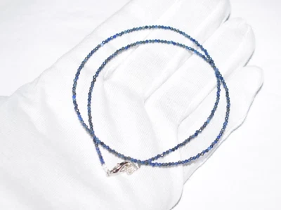 81.3cm Naturale Lapislazzuli Collane 925 Argento Sterling 2 MM Perline Gemma - Immagine 1 di 4