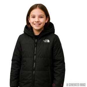 North Face Reversible Mossbud Jacket Girls 14/16 Black NWT Cozy Fleece Winter - Bild 1 von 9