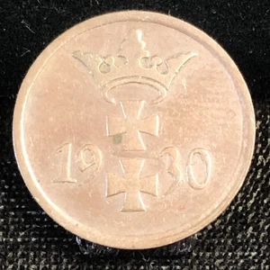 DANZIG 1 Pfennig 1930 - Bronze - aUNC - E-17 Ships Free - Picture 1 of 2