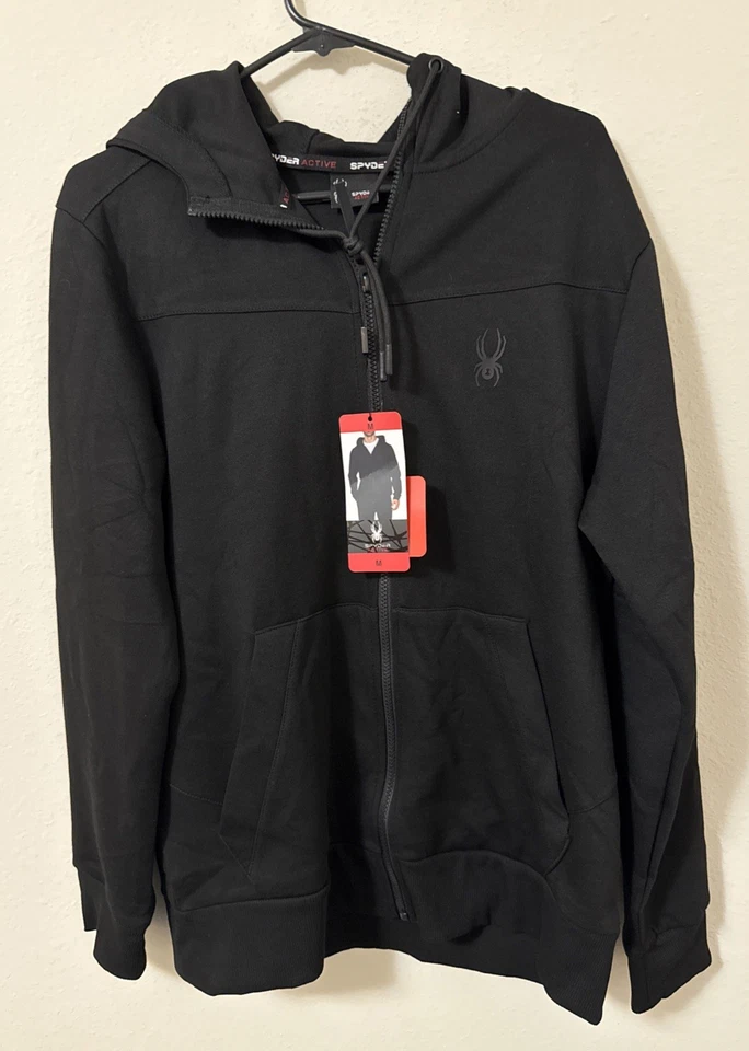 Spyder Black Full Zip Up Hoodie Jacket Athletic Comfortable Size Medium