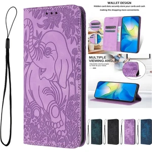 For Samsung S25 Ultra S24 Plus S23 Elephant Pattern Wallet Case Shockproof Cover - Picture 1 of 16