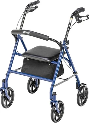 Deambulatore Deambulatore 4 Ruote con Sedile, Altezza Regolabile, Capacità 300lb, Blu ♿ - Immagine 1 di 4