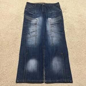 De Baggio Y2K Baggy Skater Acid Washed Faded Jeans 34Wx30L - Picture 1 of 8