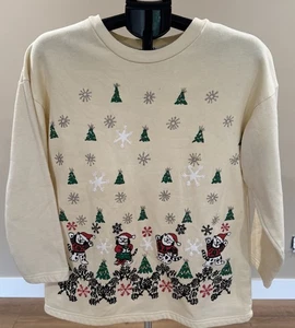 Vintage Avon Ugly Christmas Sweater  Sweatshirt Cats Trees Cream Festive - Picture 1 of 9