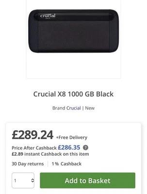 Crucial X8 1TB Portable SSD Super fast 1050 MB/s ! - Image 1 of 4