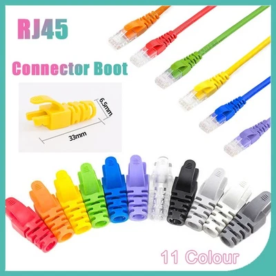 RJ45 Connector Boot Cat5e Cat6 Network LAN Ethernet Patch Cable Cover Wire Boots - Image 1 of 4