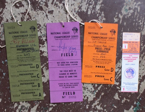 1974 NLCS MLB Baseball World Series Press Passes Tickets Pittsburgh Pirates Cover