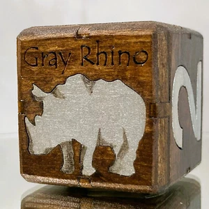 Backgammon Verdoppelungswürfel -Gray Rhino.BRAUN.Silber- 36mm. Handarbeit. Unikat - Bild 1 von 12